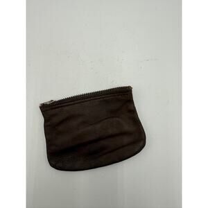 Vintage Brown Leather Coin Purse Wallet Zipper Closure 4 in Tall 3 in Wide